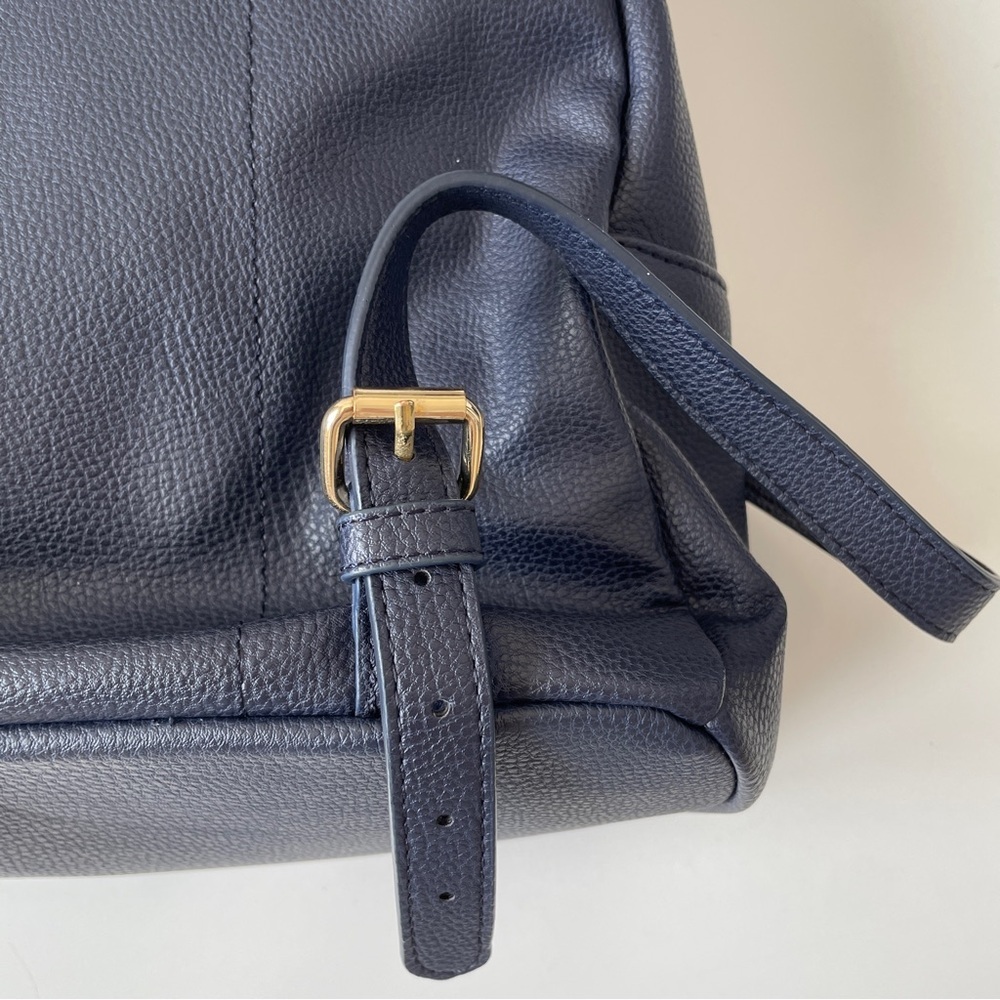Tommy Hilfiger Navy Leather Mini Backpack with Gold Hardware - Picture 7 of 14